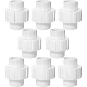 8PCS 1/2Inch PVC Union Coupling, Furniture Grade PVC Union Pipe Fittings with EPDM O-Ring, White Slip PVC Union Coupling Adapter Schedule 40 for Irrigation, Pool & Spa System, indoor Plumbing Project in Saudi Arabia