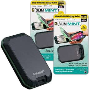 Slim Mint Wallet Ultra-Thin RFID-Blocking, AS-SEEN-ON-TV, ID Theft Protection, Easy to Carry, Reach Cards & Cash with a Touch of a Button, Aluminum Outer Shell, Crush-Resistant, 4 PK