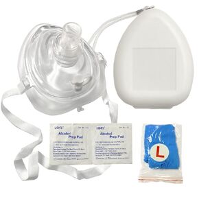 Ambu CPR Mask Kit, Pocket Resuscitator, Hard Case with O2 Inlet, Head Strap, Gloves and Wipes (10)