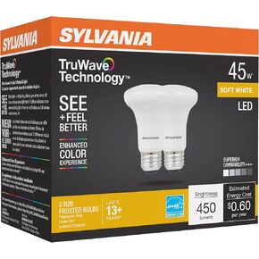 لمبة LEDVANCE Sylvania LED TruWave Natural Series R20، كفاءة مكافئة 50 وات 5 وات، قابلة للتعتيم، بلوري، 2700 ك، أبيض ناعم - عبوتان (40788) in Kuwait