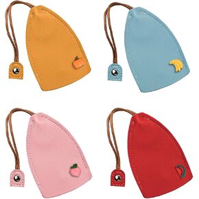 WisePoint Cute Key Fob Case 4PCS, PU Leather Car Key Case Portable Key Pouch for Car Keys, Personalized Pull Out Key Bag