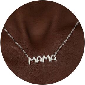 Mama Necklaces for Women, 18K Gold Plated Dainty Mom Necklace Layered Cubic Zirconia Choker Necklaces Cute Pendant Necklace Non Tarnish Christmas Gifts for Mom New Mom Gifts for Women Dainty Jewelry