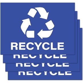 Recycle Stickers, Self Adhesive Weatherproof Vinyl Stickers, Green, 7" x 10" (Pack of 4)