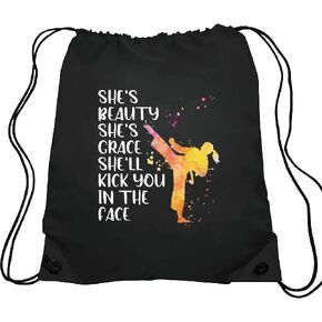 Haizct A Black Belt Is A White Belt Who Refused To Give Up Drawstring Backpacks, Tae Kwon Do Drawstring Bag for Men Women, Tae Kwon Do Gifts Karate Gifts Jiu Jitsu Gifts