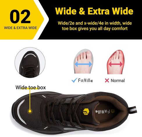 FitVille Extra Wide Work Shoes for Men Composite Steel Toe Slip Resistant Work Shoes Waterproof Lightweight-SteelCore in Kuwait