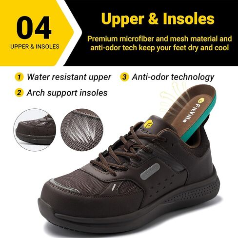 FitVille Extra Wide Work Shoes for Men Composite Steel Toe Slip Resistant Work Shoes Waterproof Lightweight-SteelCore in Kuwait