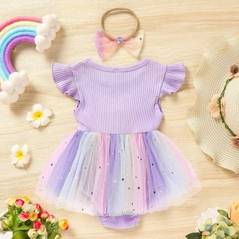 GRNSHTS Baby Girl 1st Birthday Outfits Ribbed Tulle Romper Princess Cake Smash Photo Shoot Clothes+Headband in Saudi Arabia