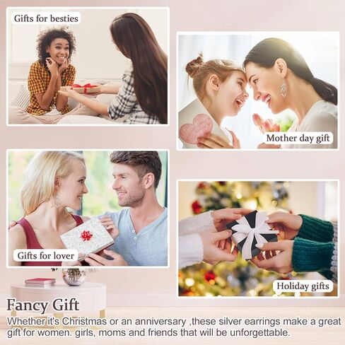 Sterling Silver Dangle Earrings for Women, 14k Gold Plated Double Linear Drop Statement Earrings Anniversary Birthday Gifts for Women Girls in Kuwait