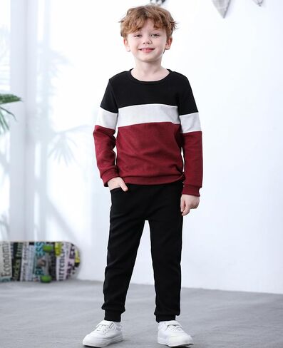 ADXSUN Kid Toddler Boy Clothes Color Block Sweatshirt and Casual Pants 2Pcs Boys Fall Winter Outfits 1-5T in Saudi Arabia