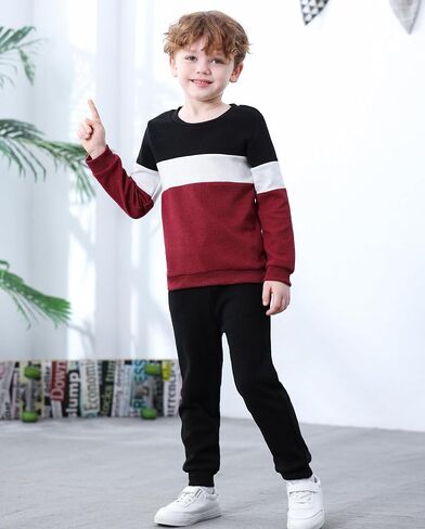 ADXSUN Kid Toddler Boy Clothes Color Block Sweatshirt and Casual Pants 2Pcs Boys Fall Winter Outfits 1-5T in Saudi Arabia