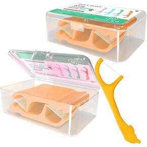 Kids Professional Dental Floss Picks Holy Rose Dental Flossers Dispenser Suitable for Teenagers,Children,Girls,Boys Unflavored Floss Sticks,Neat,Hygienic (Pink Lemon Yellow)