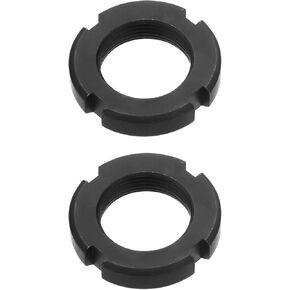 MroMax M18x8mm Retaining Slotted Round Nuts,Carbon Steel 4-Slot Spanner Nut for Roller Bearing Pump Valve Black 2Pcs