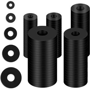 220 Pcs Flat Rubber Washers Assortment Kit,Black Rubber Flat Washer Rubber Washers for Bolts Spacers,5 Sizes Rubber Bushing Gasket kit