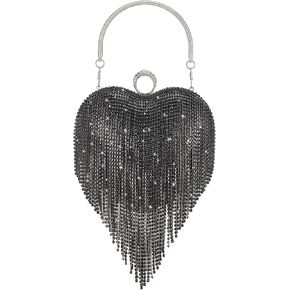 SWEETV Womens Rhinestone Heart Purse, Evening Clutch Bag for Formal/Wedding/Cocktail/Prom/Party/Club
