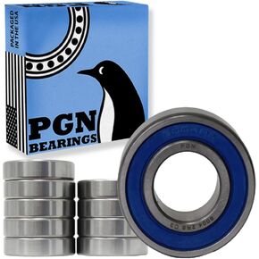 PGN (10 Pack) 6004-2RS Bearing - Lubricated Chrome Steel Sealed Ball Bearing - 20x42x12mm Bearings with Rubber Seal & High RPM Support