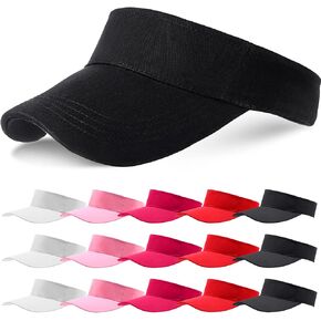 15 Pieces Sun Visor Hats Sport Wear Athletic Sun Visor Caps Adjustable Sun Protection Visors for Women Men