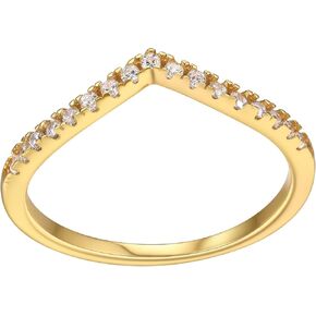 Suplight 925 Sterling Silver Wishbone Ring Dainty V Shaped Wedding Band Engagement Promise Ring for Women (with Gift Box)