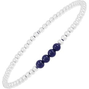 Silpada 'Loyalty' Natural Lapis Lazuli Stretch Bracelet in Sterling Silver, 6.75"