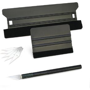 3 Piece Felt Edge Squeegee, 4inch - 5inch - 6inch Vinyl Wrap Squeegee, Plastic Squeegee Scratch-Free for Decals, Adhesive Vinyl, Window Film, Wallpaper