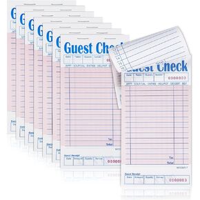 Rcybeo Guest Check Pads (20 Pack) Numbered Server Note Pads, Waitress Order Notepad, Food Receipt Book, 50 Checks Per Pad-Total 1000 Restaurant Checks, Waitress Accessories