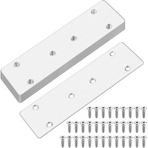 20 Pcs Flat Mending Plates, Stainless Steel Flat Straight Brace Bracket, Metal Repair Straight Joining Braces Plates, Flat Corner Brace Fixing Mending Plates for Furniture Wood - 1.5x2.37 inch