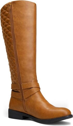 Vepose Women's Knee High Riding Boots with Buckle and Inside Zipper | Casual fashion boots, smooth tall shaft, round toe, low block heel and cushioned insole for jeans, skirts and work looks in Saudi Arabia