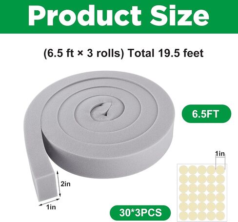 2PCS Air Conditioner Foam Tape - 2 x 1 inch x 6.5 Ft AC Foam Weather Stripping- Non-Adhesive Foam Seal Strip with Glue Point for Air Conditioner Door Window Seal in Saudi Arabia
