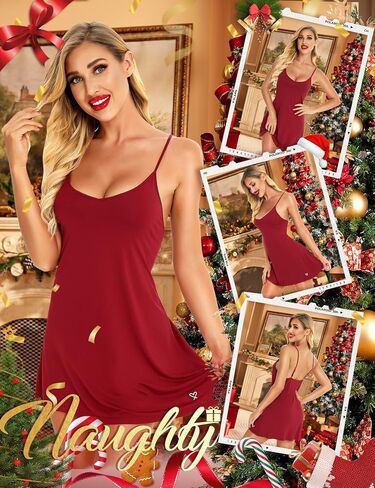 RSLOVE Sleepwear for Women Lingerie Sexy Chemises Nightgown V-Neck Full Slip Dress in Kuwait