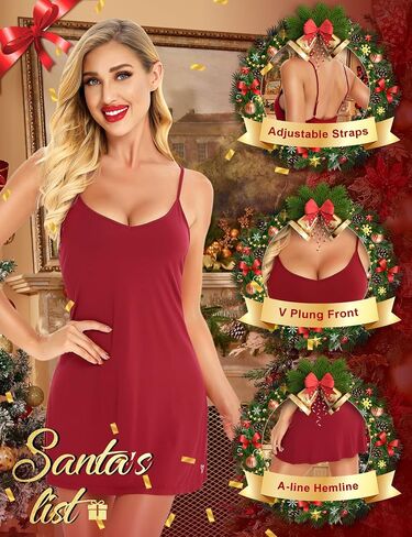 RSLOVE Sleepwear for Women Lingerie Sexy Chemises Nightgown V-Neck Full Slip Dress in Kuwait