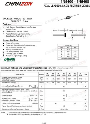 (Pack of 100 Pieces) Chanzon 1N5817 Schottky Barrier Rectifier Diodes 1A 20V DO-41 (DO-204AL) Axial 5817 IN5817 1 Amp 20 Volt in Saudi Arabia