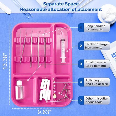 JMU 20 Pcs Dental Instrument Tray Separate Tray Autoclavable Plastic Divided Trays Size B, White in Kuwait