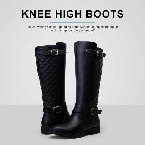 Jeossy Women's 950 Knee High Riding Tall Boots, Comfortable with Metal Buckle and Zipper Boots with Wide Calf and Wide Widths in Kuwait