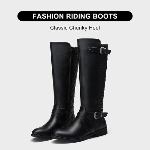 Jeossy Women's 950 Knee High Riding Tall Boots, Comfortable with Metal Buckle and Zipper Boots with Wide Calf and Wide Widths in Kuwait