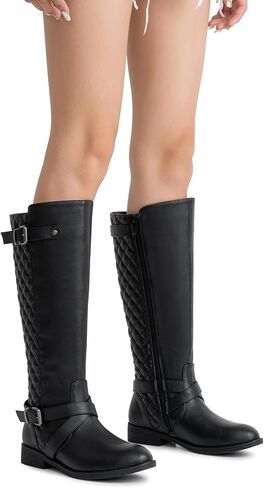 Jeossy Women's 950 Knee High Riding Tall Boots, Comfortable with Metal Buckle and Zipper Boots with Wide Calf and Wide Widths in Kuwait