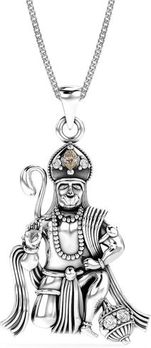 LeCalla 925 Sterling Silver Antique Lord Hanuman Ganesh/Ganapati Pendant Necklace for Men Women Young Boy Girls in Kuwait