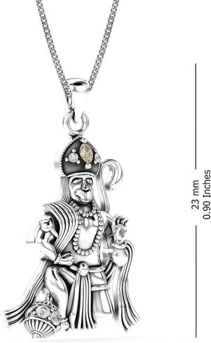 LeCalla 925 Sterling Silver Antique Lord Hanuman Ganesh/Ganapati Pendant Necklace for Men Women Young Boy Girls in Kuwait
