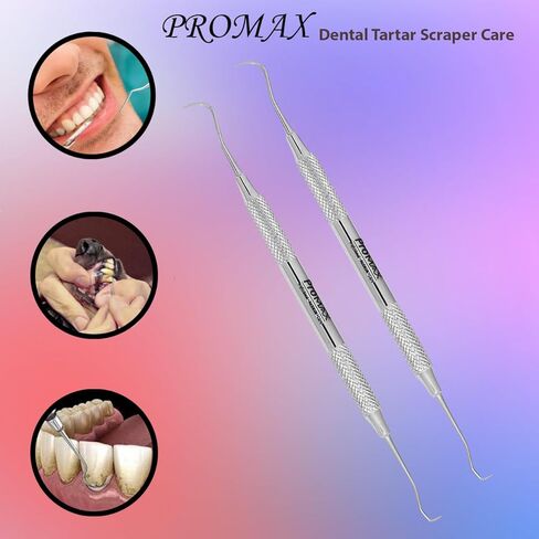 Professional Dental Tartar Scraper Tool - Double Ended Tartar Remover for Teeth, Dental Pick, Plaque Remover, Tooth Scraper - Added Tooth Cleaning at Home - 100% Surgical Stainless Steel-45-10127 (2) in Kuwait