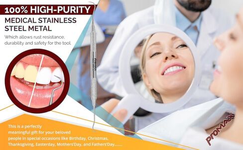 Professional Dental Tartar Scraper Tool - Double Ended Tartar Remover for Teeth, Dental Pick, Plaque Remover, Tooth Scraper - Added Tooth Cleaning at Home - 100% Surgical Stainless Steel-45-10127 (2) in Kuwait