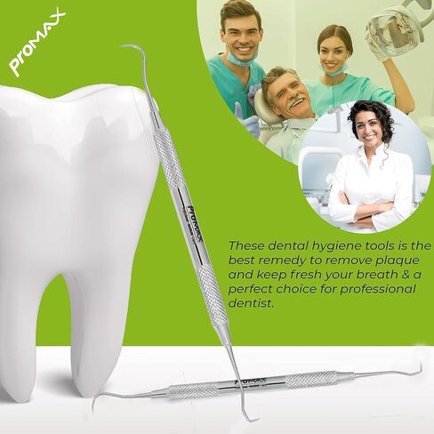 Professional Dental Tartar Scraper Tool - Double Ended Tartar Remover for Teeth, Dental Pick, Plaque Remover, Tooth Scraper - Added Tooth Cleaning at Home - 100% Surgical Stainless Steel-45-10127 (2) in Kuwait