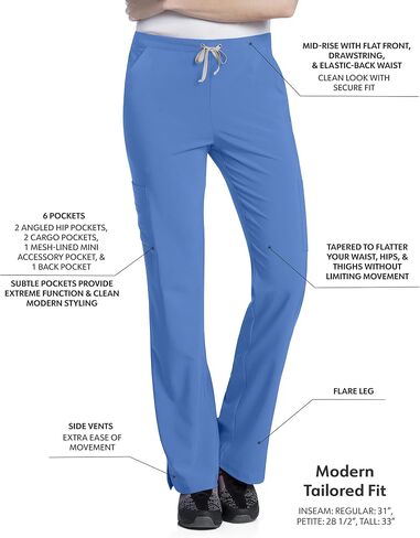 Urbane Women's Petite Drawstring Elastic Cargo Scrub Pant, Navy, Medium in Saudi Arabia