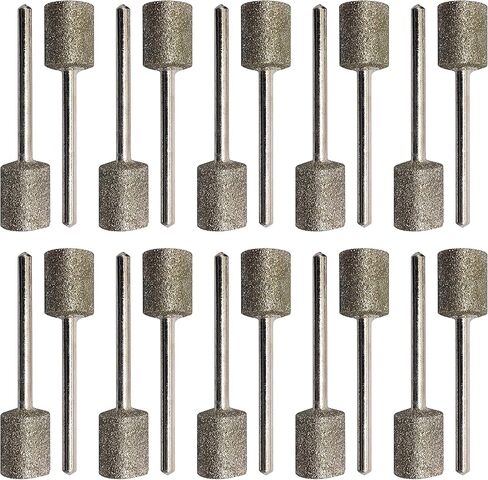 20Pcs Diamond Grinding Bits, 4mm Cylinder Head, 3mm Shank, 45mm Long Diamond Coated Burr Mounted Point in Kuwait