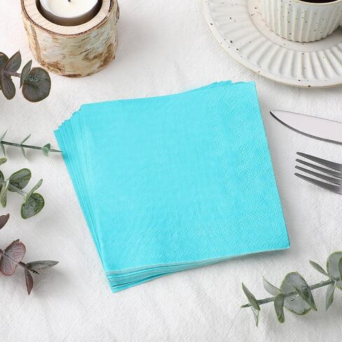 Spakon 100 Pieces 2 Ply Cocktail Napkin Disposable Soft Napkins for Dinner Wedding Party Birthday Bridal Anniversary Reception, 10 x 10 In (Green) in Kuwait