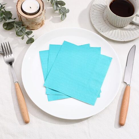 Spakon 100 Pieces 2 Ply Cocktail Napkin Disposable Soft Napkins for Dinner Wedding Party Birthday Bridal Anniversary Reception, 10 x 10 In (Green) in Kuwait