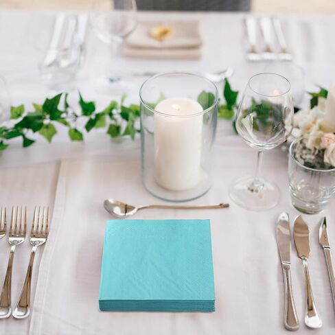 Spakon 100 Pieces 2 Ply Cocktail Napkin Disposable Soft Napkins for Dinner Wedding Party Birthday Bridal Anniversary Reception, 10 x 10 In (Green) in Kuwait