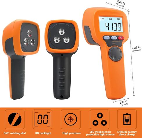 Digital Handheld Stroboscope, Digital Stroboscope AP-DT100B Non Contact Strobe Tachometer with 60-99999 FPM, Rechargeable LED Flash Strobe SpeedometerColor LCD Display for HVAC Motor Printing Spinning in Kuwait