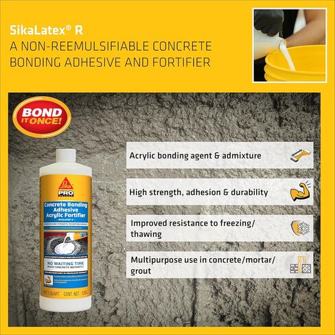 SIKA - SikaLatex R - غراء لاصق للخرسانة، أبيض - مزيج لملاط الأسمنت البورتلاندي / الخرسانة - مقاوم للتجميد والذوبان - 1 جالون in Kuwait