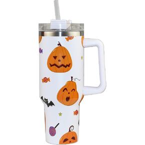 TINVSKQQKJ 40oz Leopard Tumbler with handle and Straw with lid,Double Walled Stainless Steel Leopard Tumbler Leak Resistant Insulated Sports Travel Cup for Cold Heat water and Ice for Hours