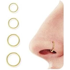 BodyBonita 4/8 pcs 16G/18G/20G 316L Surgical Steel Seamless Hinged Nose Rings Hoops Septum Rings Lip Rings Hypoallergenic | Earrings for Helix Cartilage Conch Rook Daith Lobe Cartilage Tragus Piercing Jewelry | Black Silver Gold Nose Rings Cilcker Body Pi in Saudi Arabia
