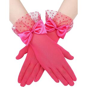 Bencailor Women Lace Gloves Party Wedding Gloves Girl Bow Short Prom Glove Evening Elegant Accessories Sun Protection Funeral