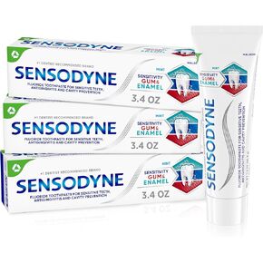 Sensodyne Toothpaste Sensitivity Gum and Enamel, Triple Protection, Refreshing Fluoride Toothpaste, Mint Flavor - 3.4 Ounces x 3